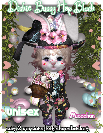 Dinkies bunny hop unisex black couple/easter 