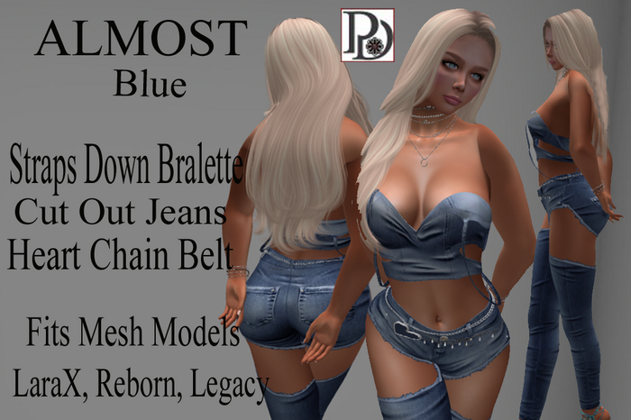 !!PD-425JeansAlmostShorts-Blue