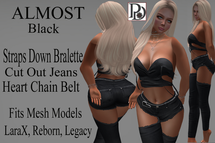 !!PD-425jeansalmostshorts-Black
