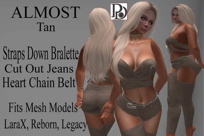 !!PD-425jeansalmostshortsTan