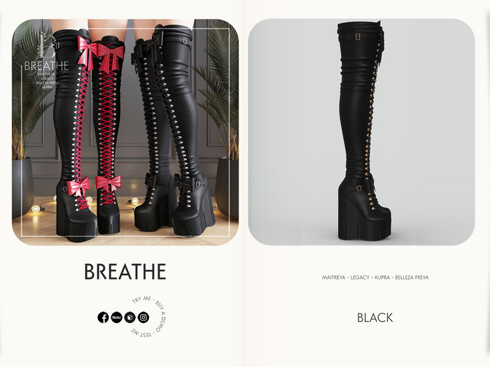 [BREATHE]-Rin Boots-Black-(Fits Lara,Legacy,Freya,Kupra)