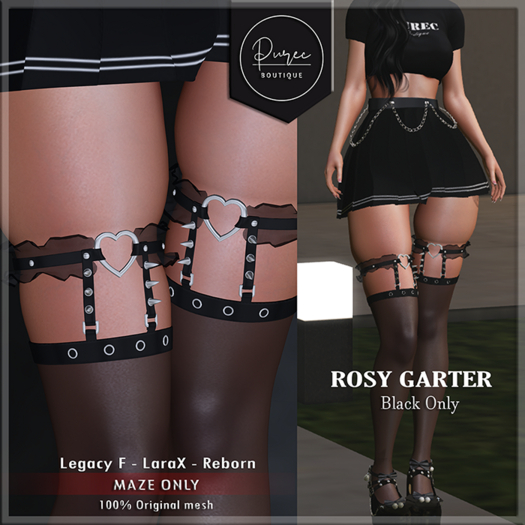 [PUREC] Rosy Garter BLACK