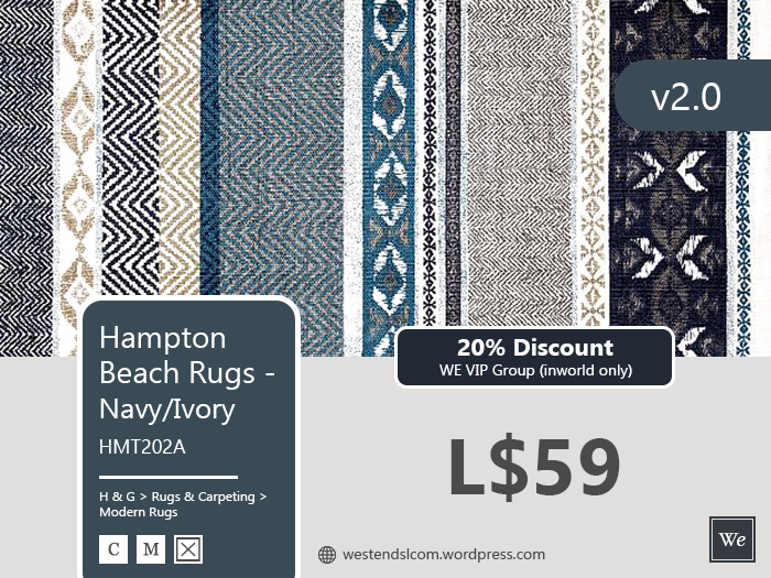 Hampton Beach Area Rugs - Navy/Ivory