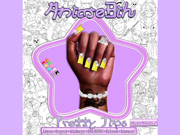 AnimeBih- Pretty Tips Set' (Medi) Shorty Nails