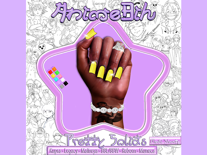 AnimeBih- Pretty Solids Set' (Medi) Shorty Nails