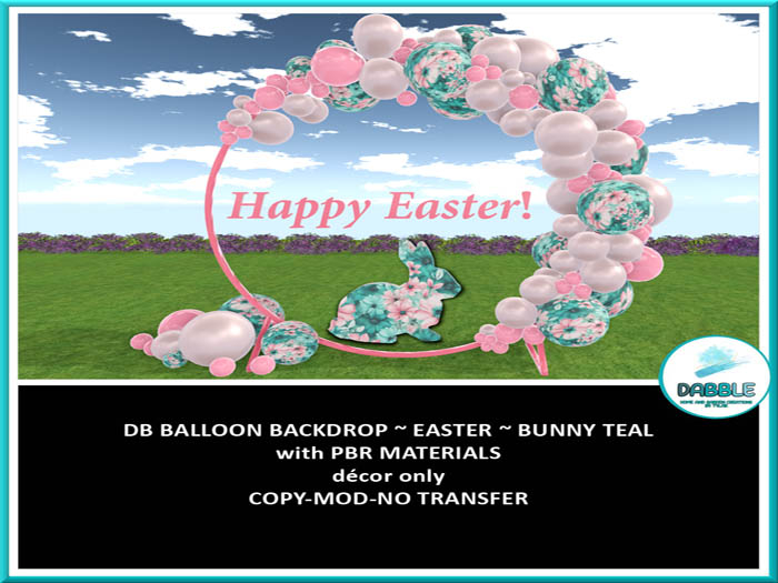 DB BALLOON BACKDROP ~ EASTER ~ BUNNY TEAL  ADD ME