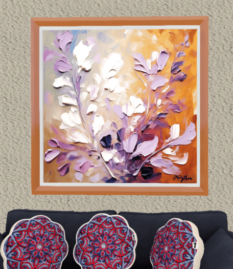 Oil painting Change color frame JPython Purple Flower #03