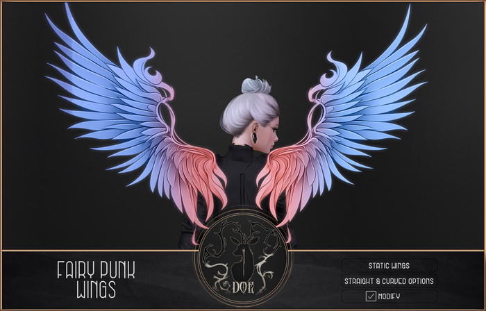 . Doe . Fairy Punk Wings : Large . Rainbow Neon . 