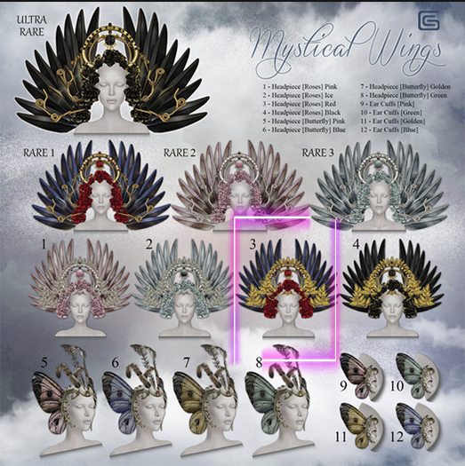 GizzA - Mystical Wings / Headpiece [Roses] Red