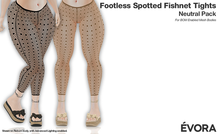 EVORA - Footless Spotted Fishnet Tights (Neutral Pack)