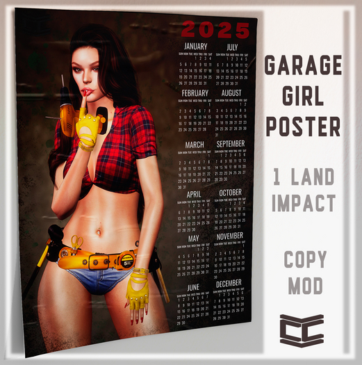 .:Crysta Cube:. Garage Girl 2025 Calendar