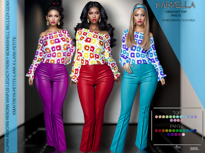 ❤️- Karmella Outfit, Wide Leg Pants and Crochet top, 