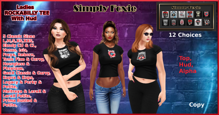 Ladies ROCKABILLY TEE With Hud (Boxed) ADD