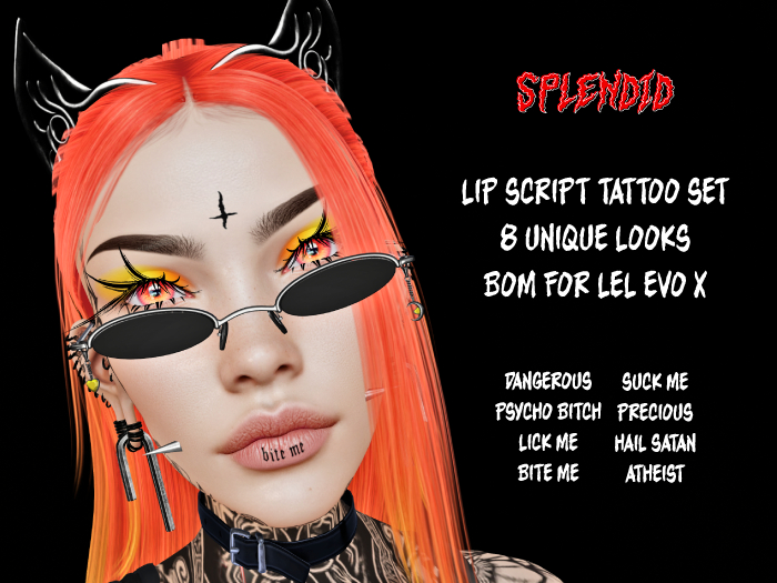 Splendid -Lip Script Tattoo Set
