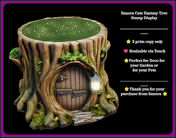 Sunora Cute Fantasy Tree Stump Display