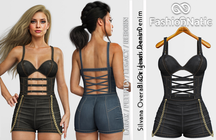 Overall Silvana Black Denim - Jeans - Reborn, Waifu, Legacy, LaraX, PetiteX - FashionNatic