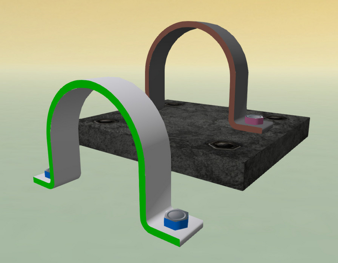 [Px] Flat Steel Pipe Clamp Set