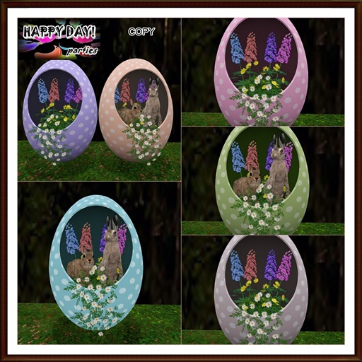 Easter - Set Two Hollowed Egg Bunnies and Flowers