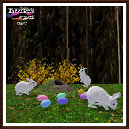 Easter - Scene with White Rabbits and Burrow