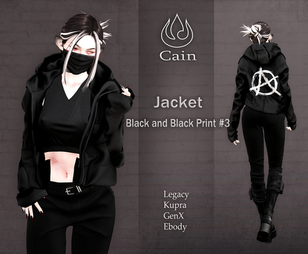 Cain - Jacket - Black and Black Print #3