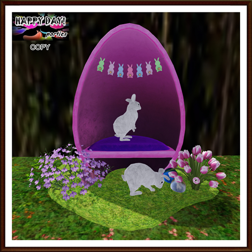 Easter - Scene with Rabbits and Big Easter Egg