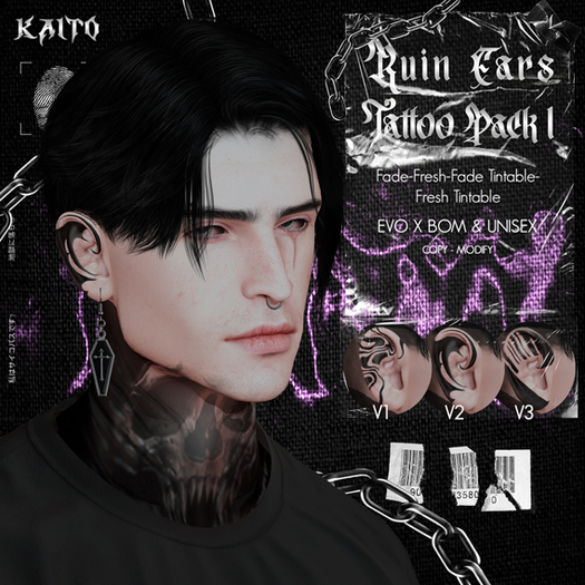 [KAITO] Ruin Ears Tattoo {Pack #1}