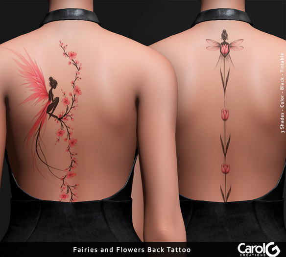 Fairies & Flowers - Back Tattoo (2 Designs) - BOM | Carol G.