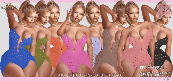MUNECA BAMBI DRESS BELLY RING + CHEST JEWEL - Pink Peach