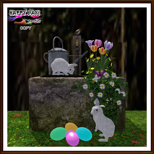 Easter - Rabbits Eggs and Old Sink Planter