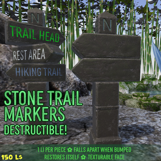 Trail Sign (Stone Waypoints) - Bumpable