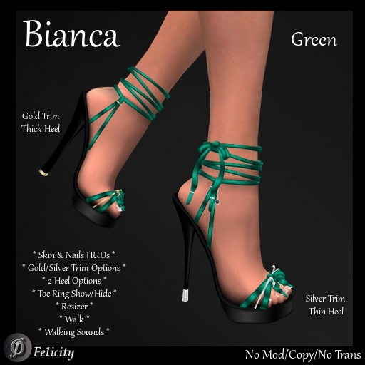 SALE! *Felicity* Bianca Stilettos - Green High Heels Sandals (Shoes with 2 Heel Sizes, Gold or Silver Trim Option)