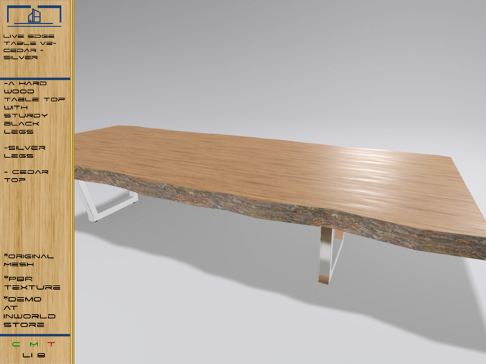 Live Edge Dining Table - Cedar - Silver legs