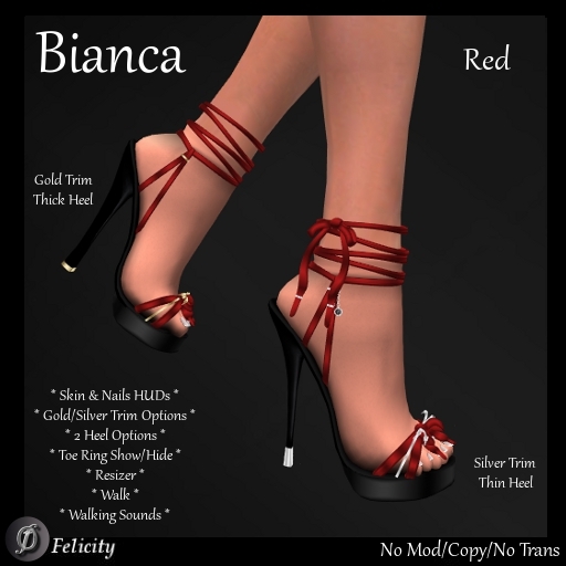 SALE! *Felicity* Bianca Stilettos - Red High Heels Sandals (Shoes with 2 Heel Sizes, Gold or Silver Trim Option)