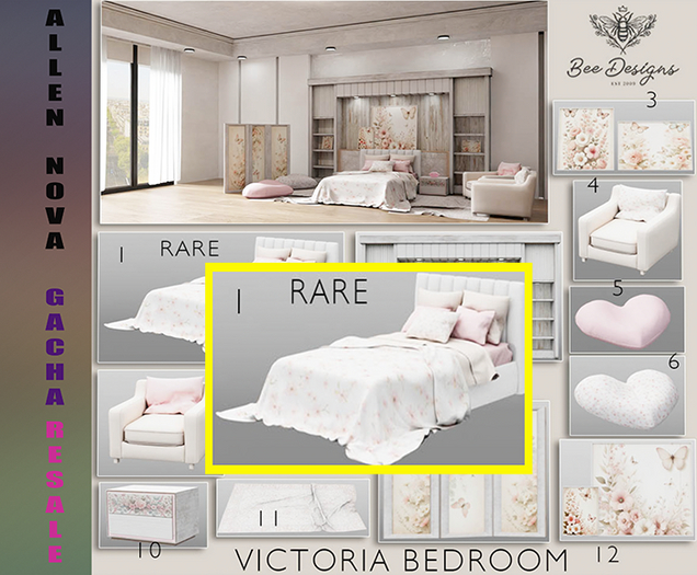 01 Bee Designs Victoria bedroom RARE - SALE !