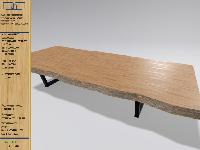 Live Edge Dining Table - Cedar - Shinny Black