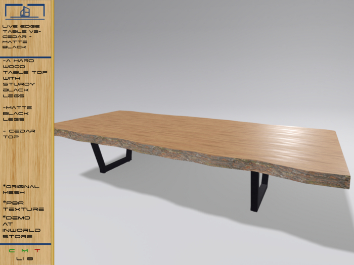 Live Edge Dining Table - Cedar - Matte Black Legs