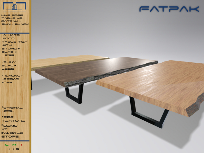 Live Edge Dining Table - Shiny Black - FATPAK