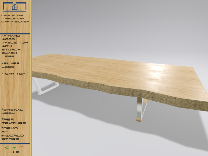 SXD PBR Live Edge Dining Table Silver-  Oak