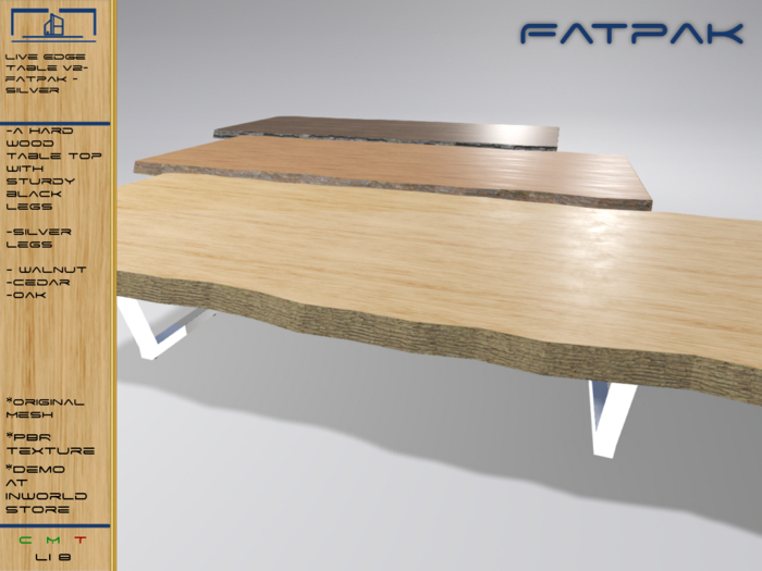 Live Edge Dining Table - Silver - FATPAK