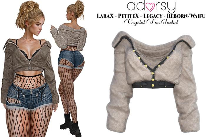 adorsy - Crystal Fur Jacket Beige - LaraX/Legacy/PetiteX/Reborn/Waifu