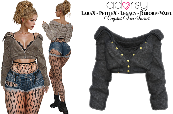 adorsy - Crystal Fur Jacket Black - LaraX/Legacy/PetiteX/Reborn/Waifu