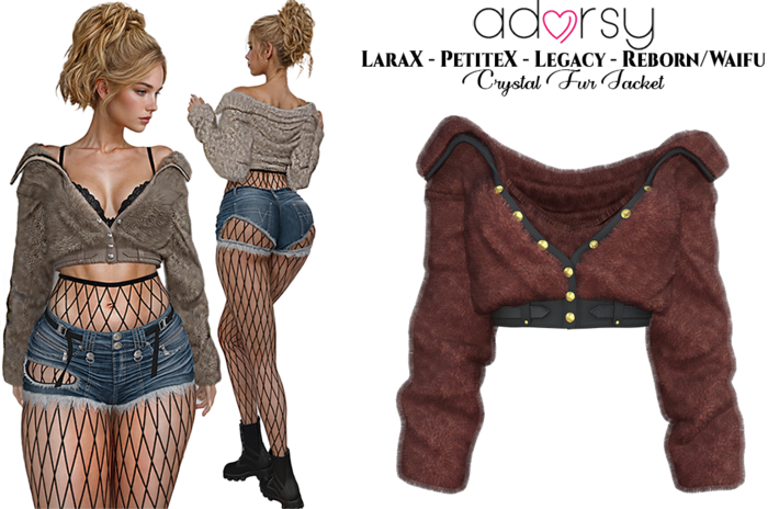 adorsy - Crystal Fur Jacket Burgundy - LaraX/Legacy/PetiteX/Reborn/Waifu