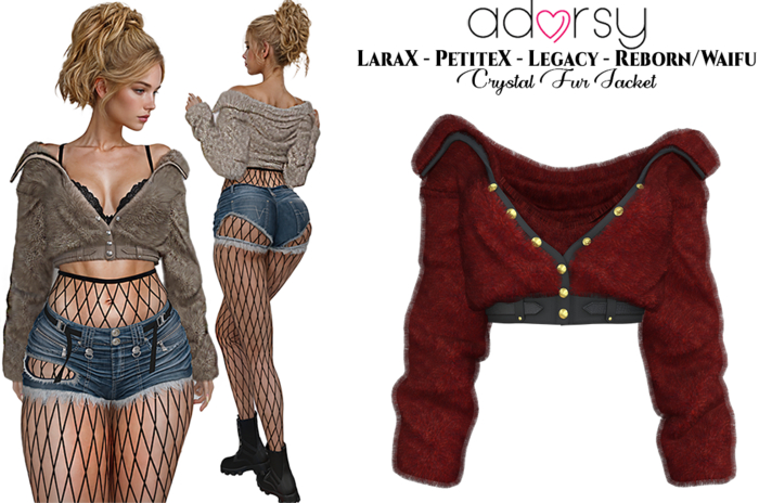 adorsy - Crystal Fur Jacket Deep Red - LaraX/Legacy/PetiteX/Reborn/Waifu