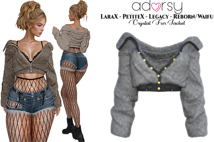 adorsy - Crystal Fur Jacket Grey - LaraX/Legacy/PetiteX/Reborn/Waifu