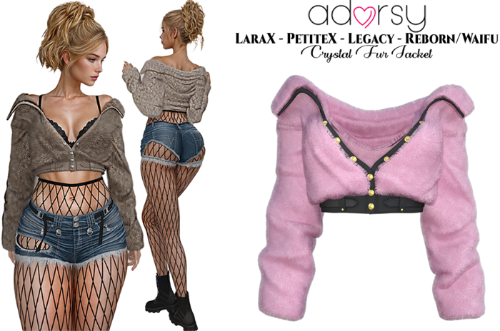 adorsy - Crystal Fur Jacket Pink - LaraX/Legacy/PetiteX/Reborn/Waifu