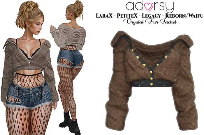 adorsy - Crystal Fur Jacket Brown - LaraX/Legacy/PetiteX/Reborn/Waifu