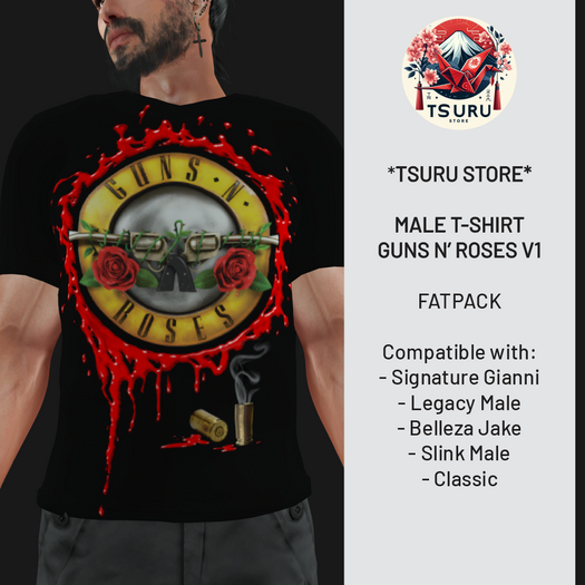 *Tsuru Store* Male T-Shirt - Guns N Roses v1