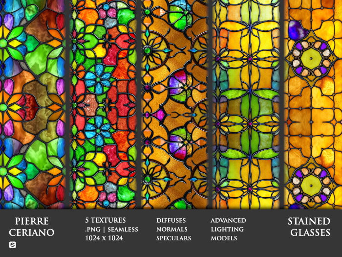 Stained glasses - 5 FULL PERM Textures