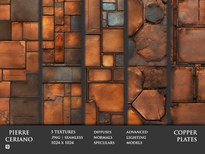 Copper plates - 5 FULL PERM Textures