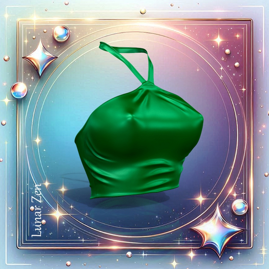 Green Satin Halter Top KUPRA